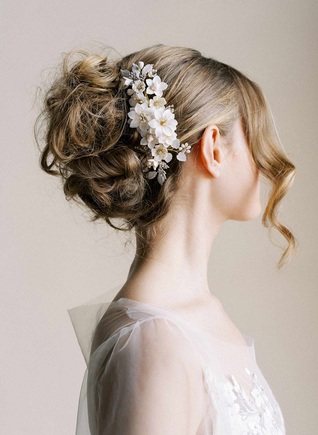 "Creamy floral garden comb, large - Style #2551"