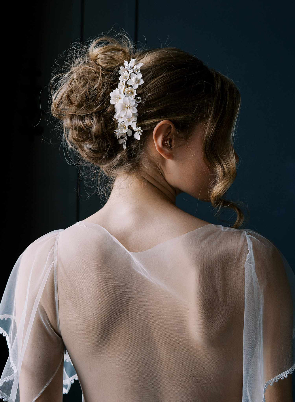 "Creamy floral garden comb, large - Style #2551"