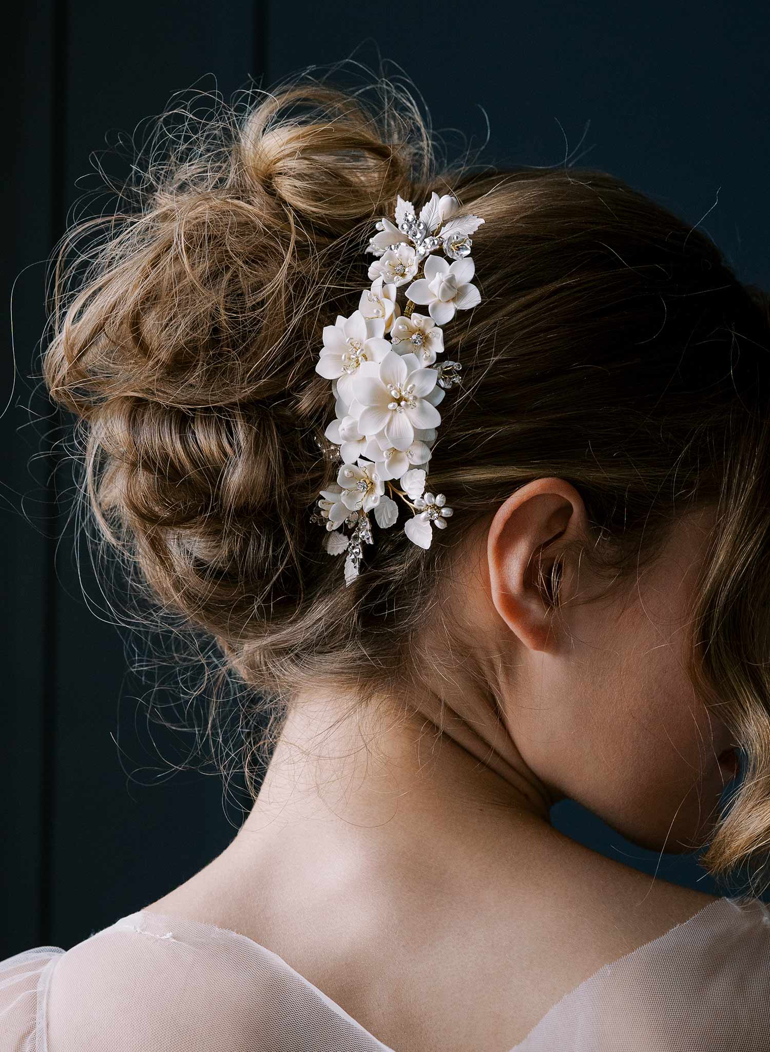"Creamy floral garden comb, large - Style #2551"