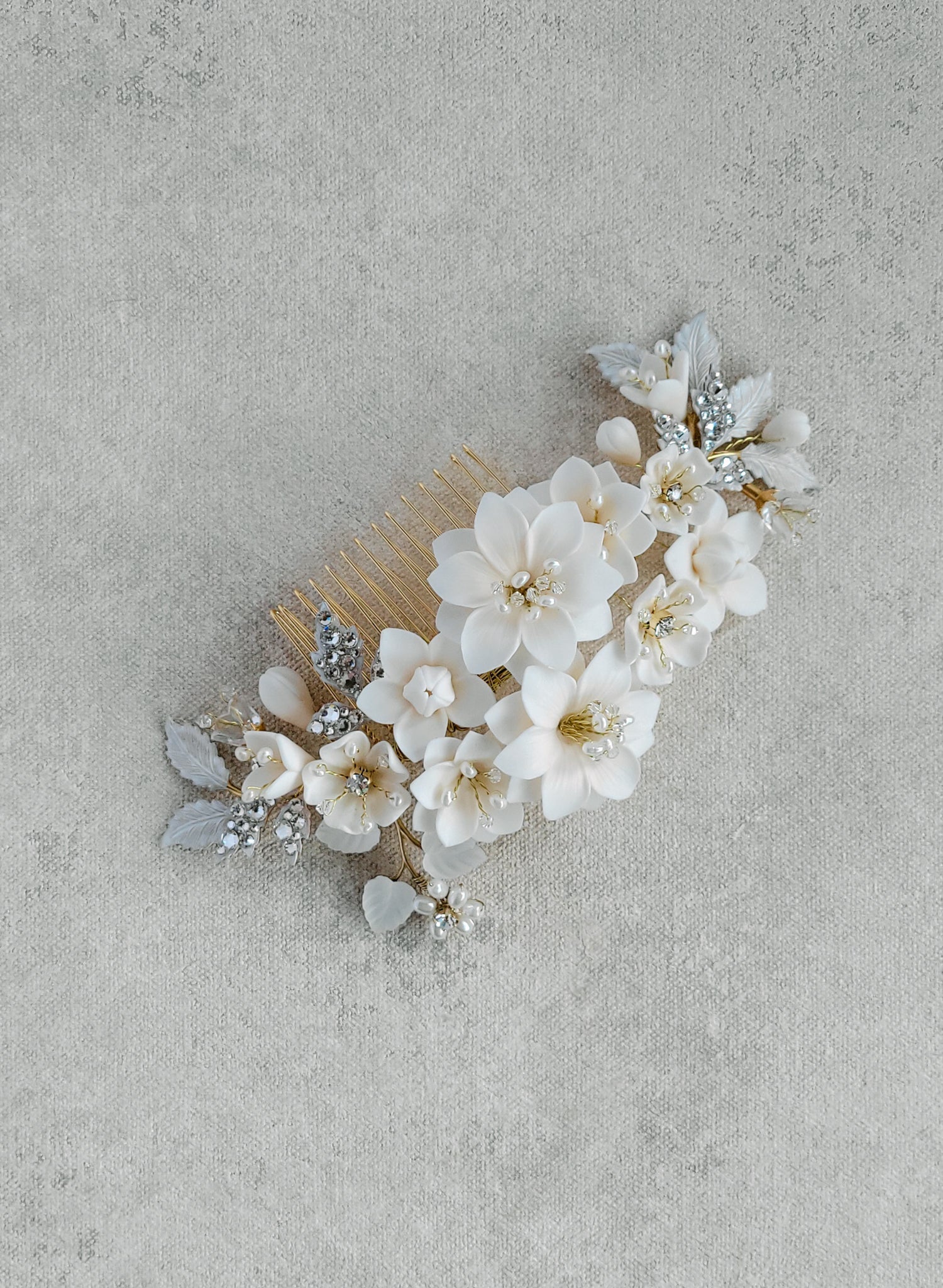 "Creamy floral garden comb, large - Style #2551"