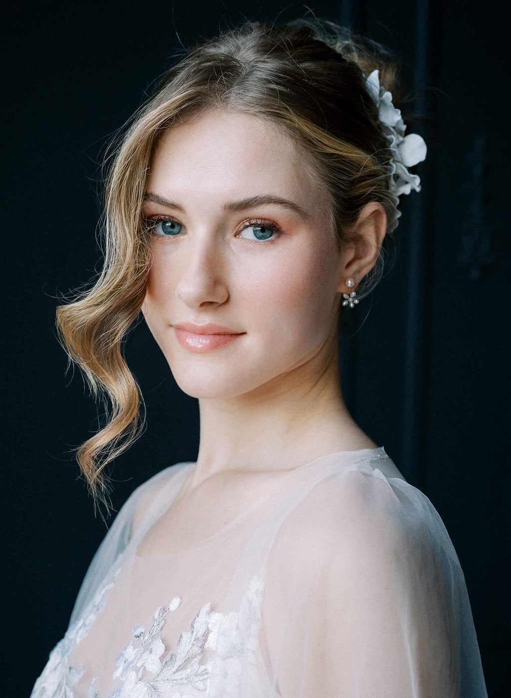 Clean and modern matte flower bridal comb - Style #2552
