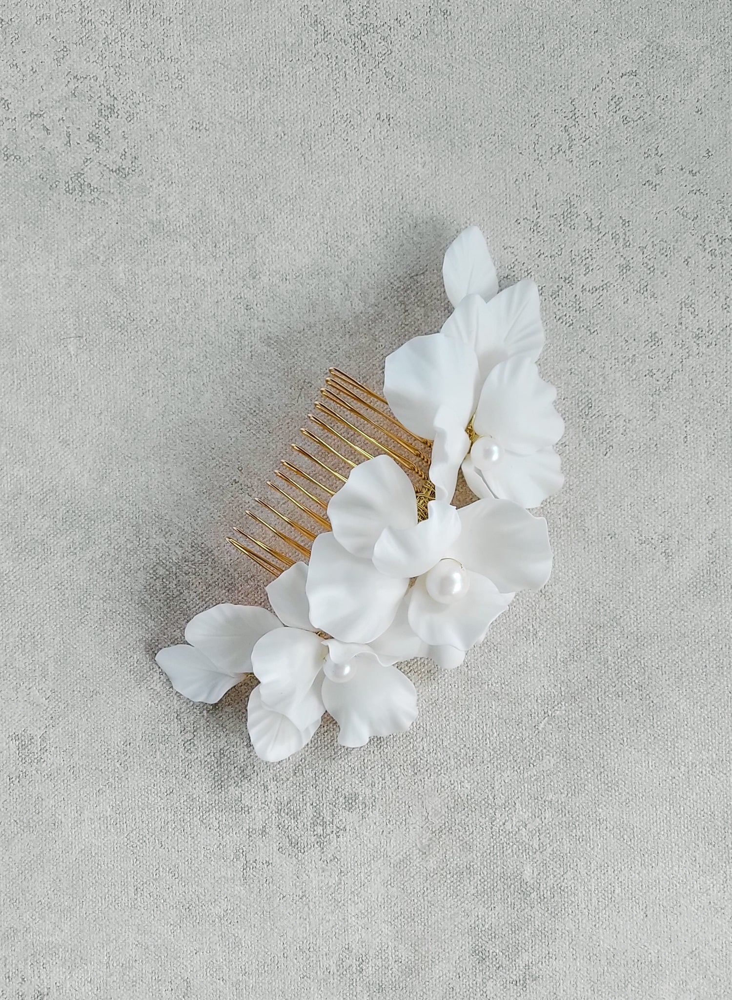 Clean and modern matte flower bridal comb - Style #2552