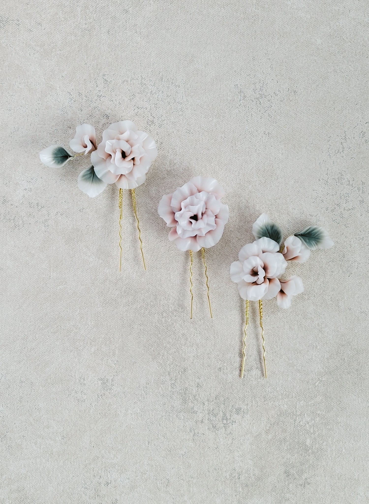 Decadent peony flower pin set of 3 - Style #2555