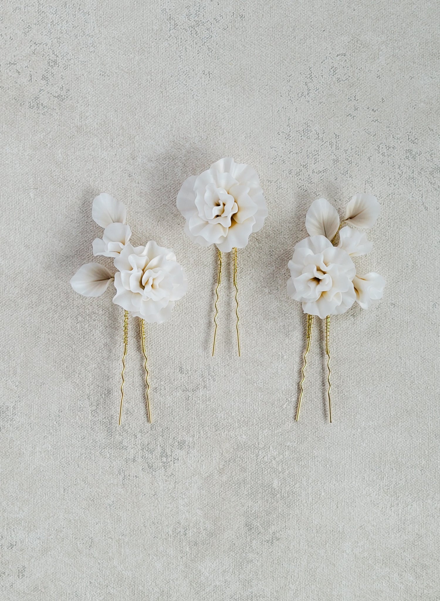 Decadent peony flower pin set of 3 - Style #2555