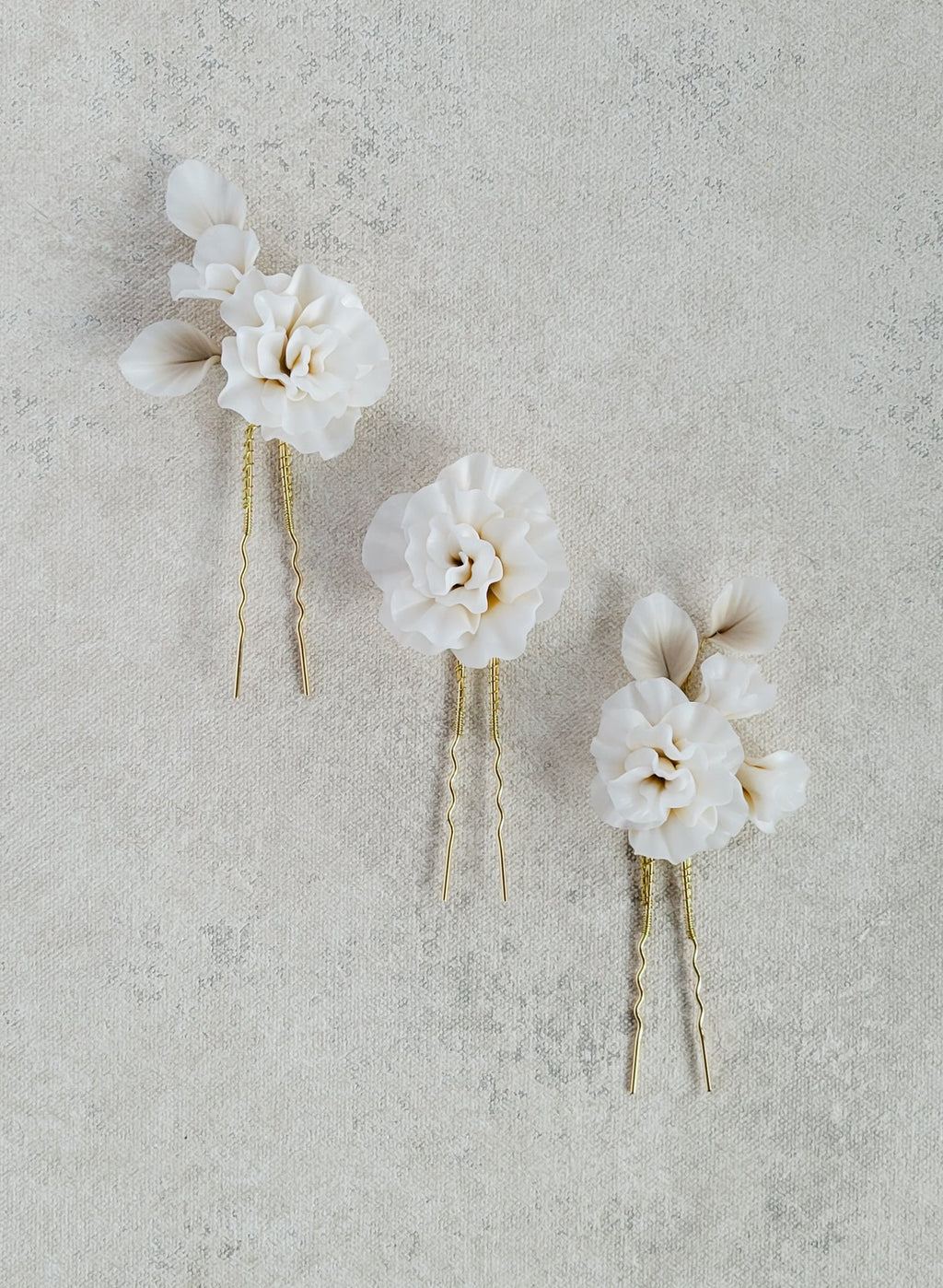Decadent peony flower pin set of 3 - Style #2555