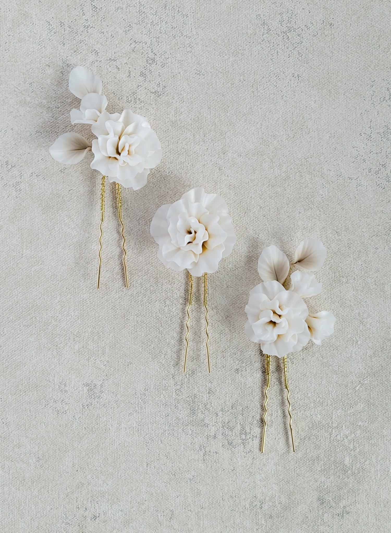Decadent peony flower pin set of 3 - Style #2555