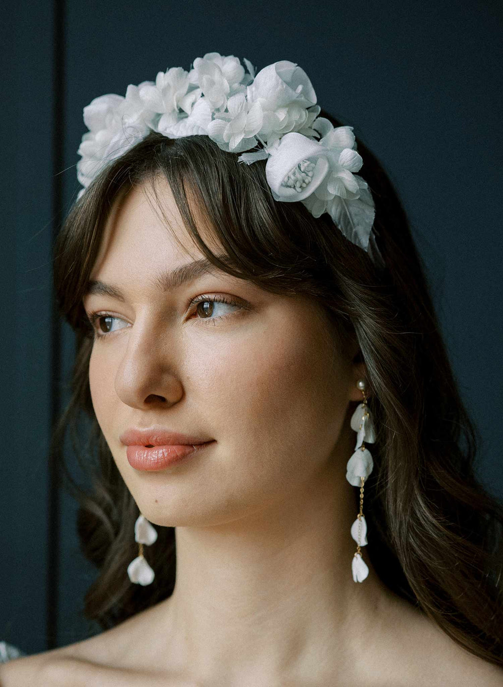 Dangling sculpted petals and chain earrings - Style #2568