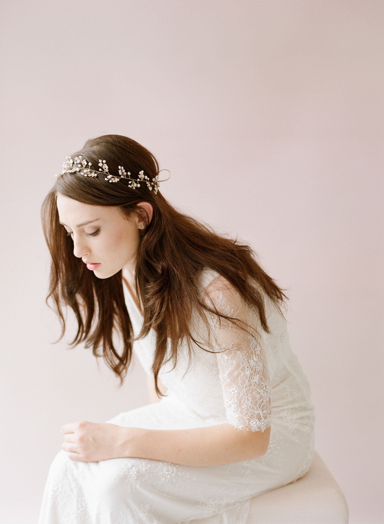 Dainty beaded fern leaf hair vine - Style # 417
