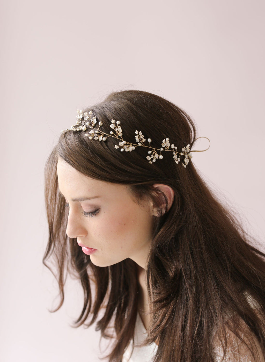 Dainty beaded fern leaf hair vine - Style # 417