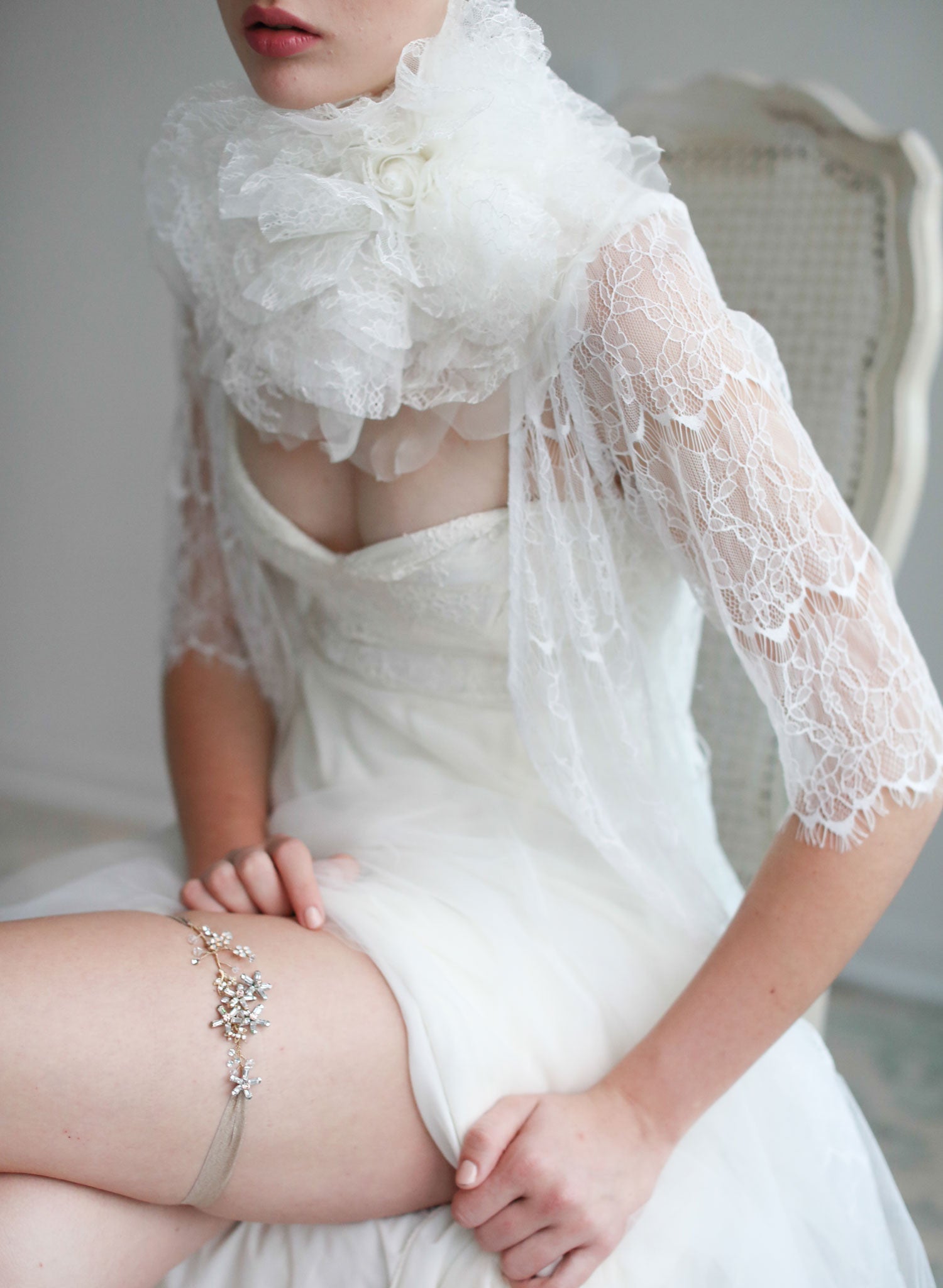 Crystal and opal blossom garter - Style # 423