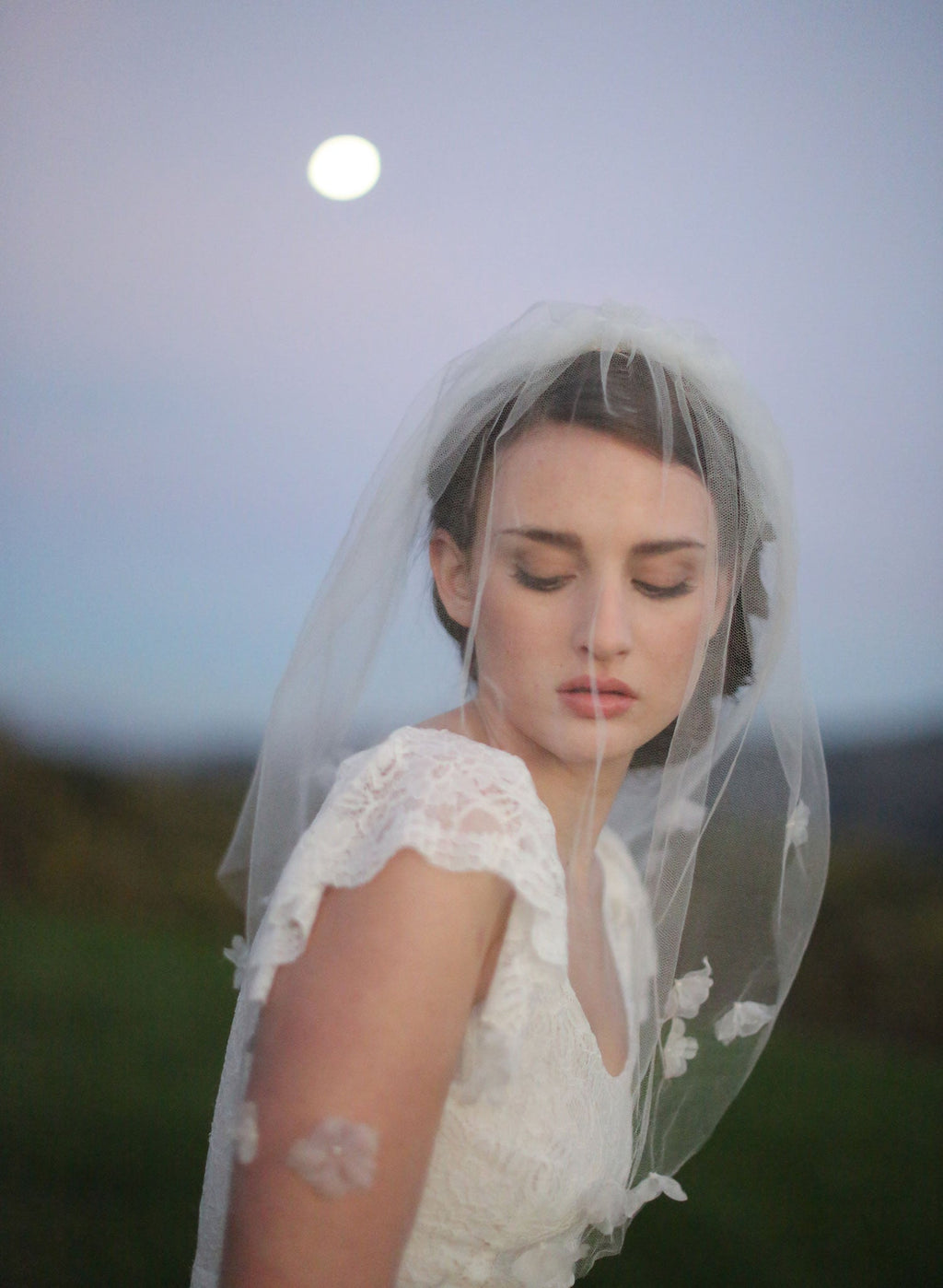 "Double layer silk flower, silk tulle veil - Style #532"