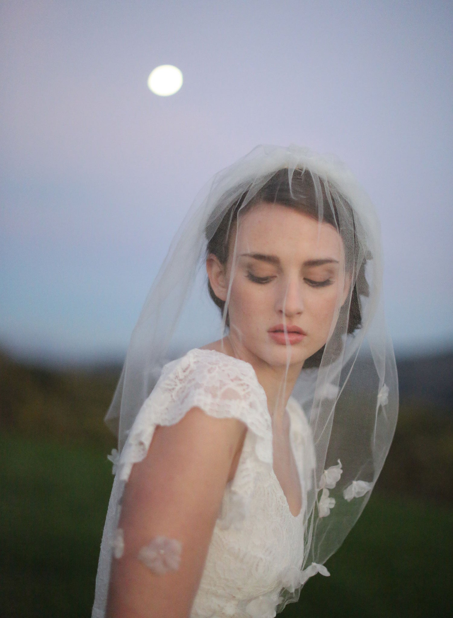 "Double layer silk flower, silk tulle veil - Style #532"