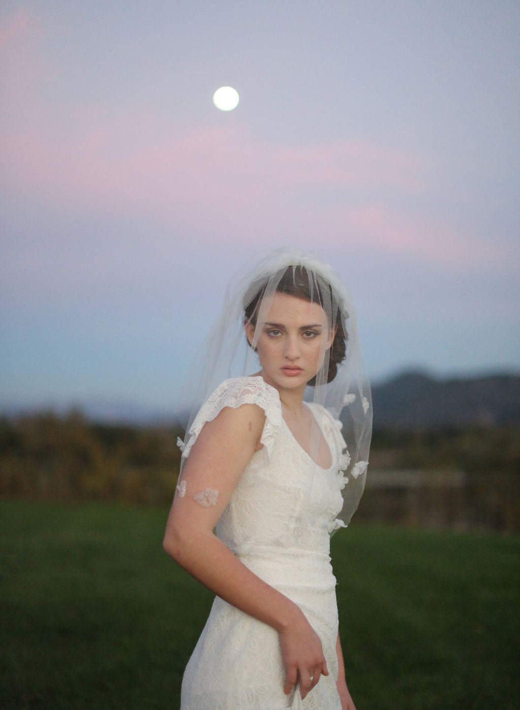 "Double layer silk flower, silk tulle veil - Style #532"