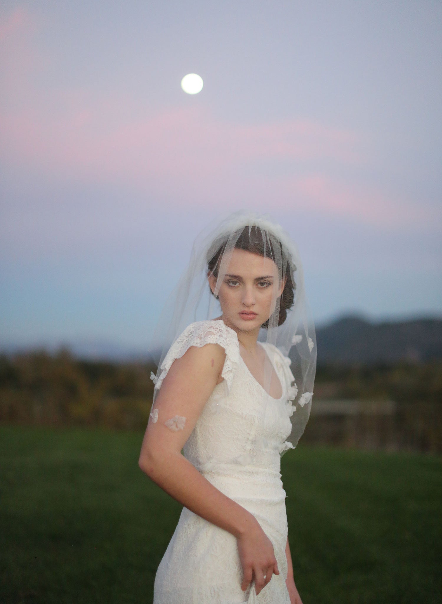"Double layer silk flower, silk tulle veil - Style #532"
