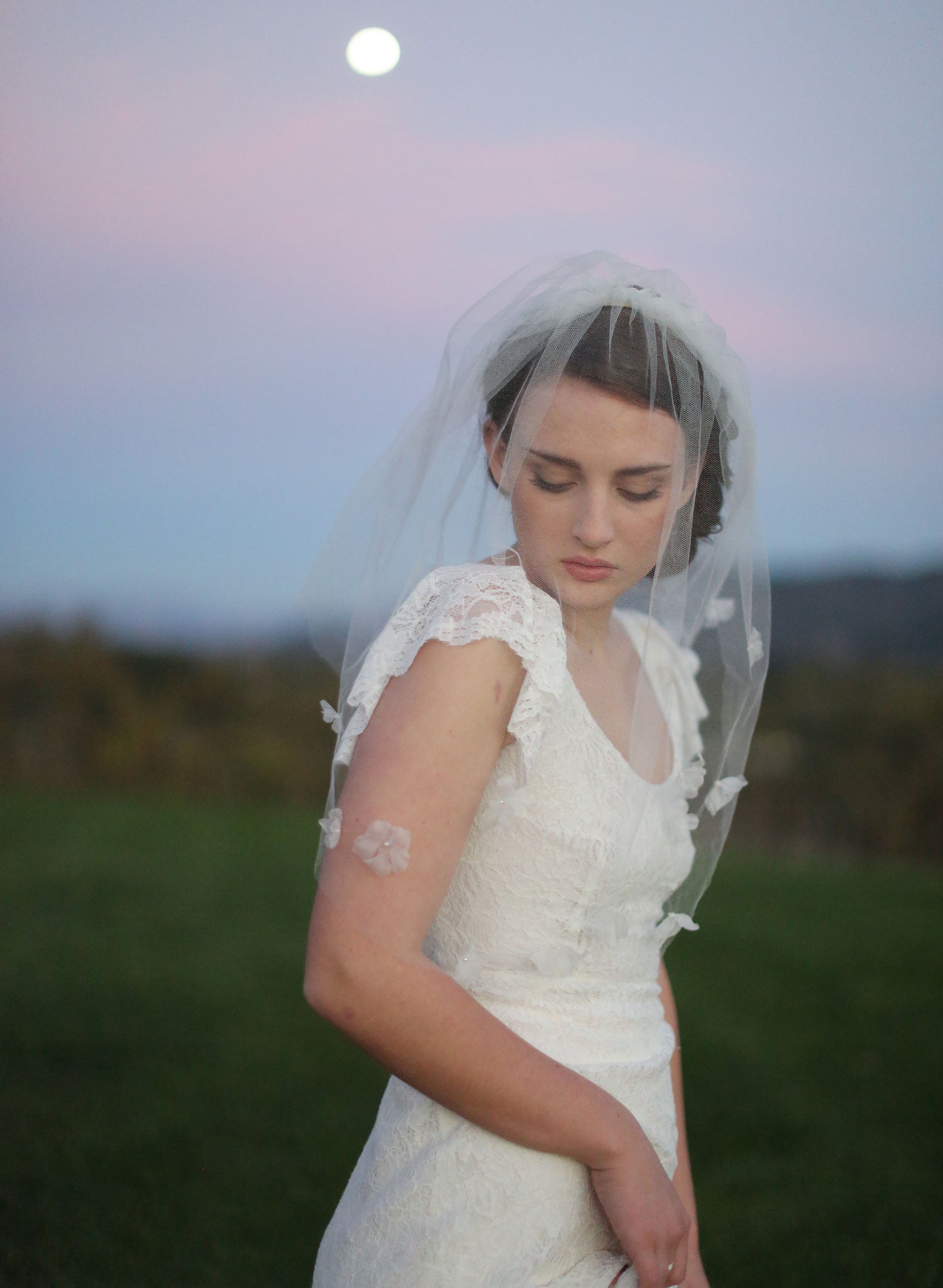 "Double layer silk flower, silk tulle veil - Style #532"