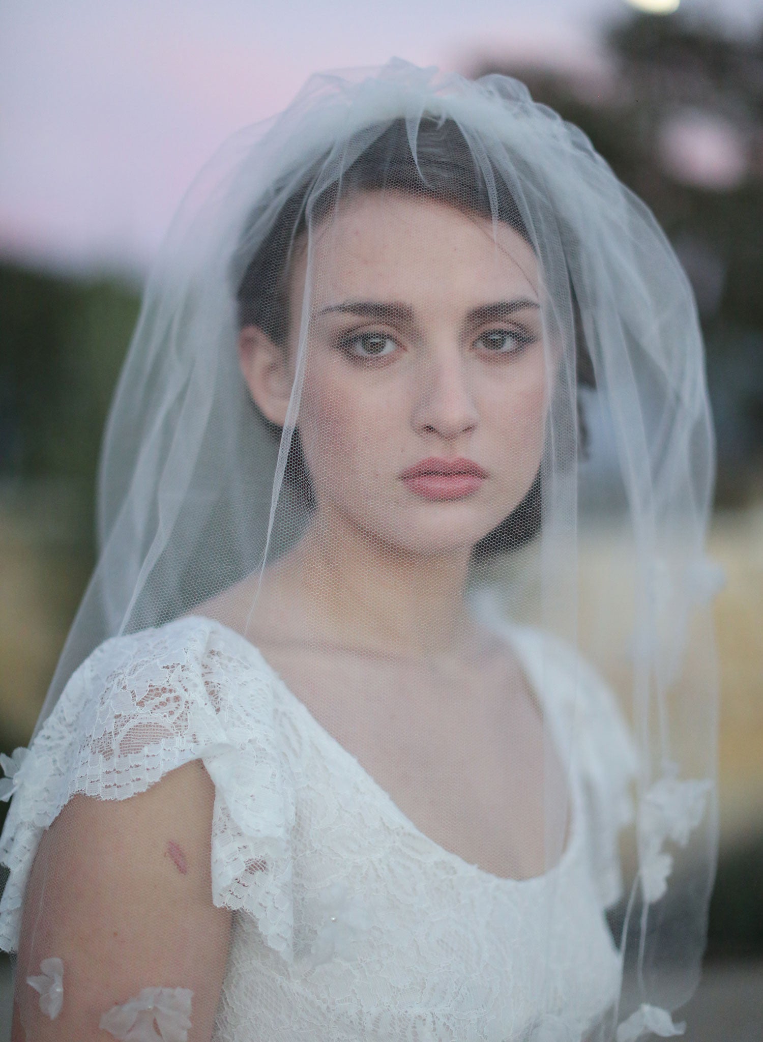 "Double layer silk flower, silk tulle veil - Style #532"