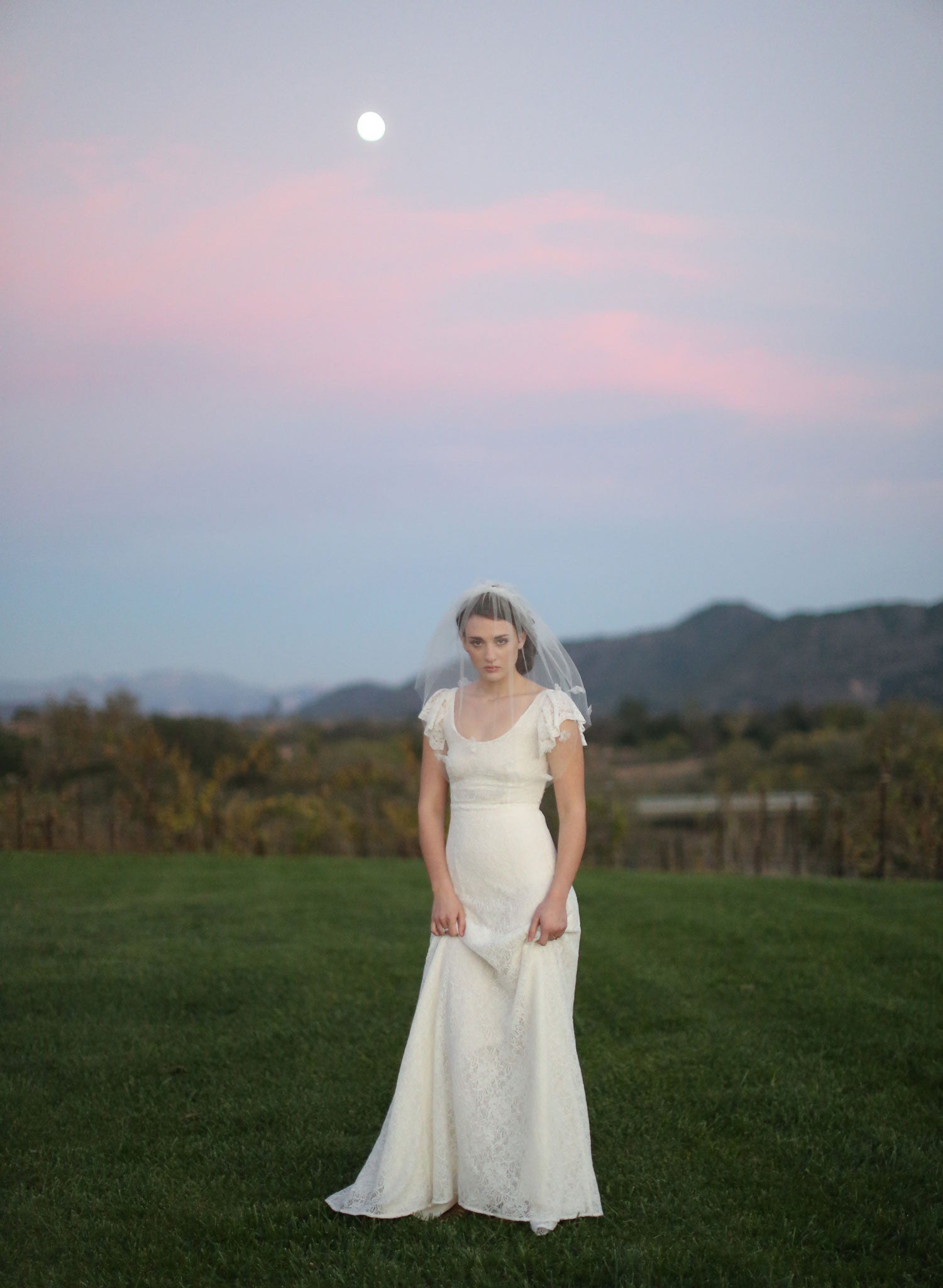 "Double layer silk flower, silk tulle veil - Style #532"