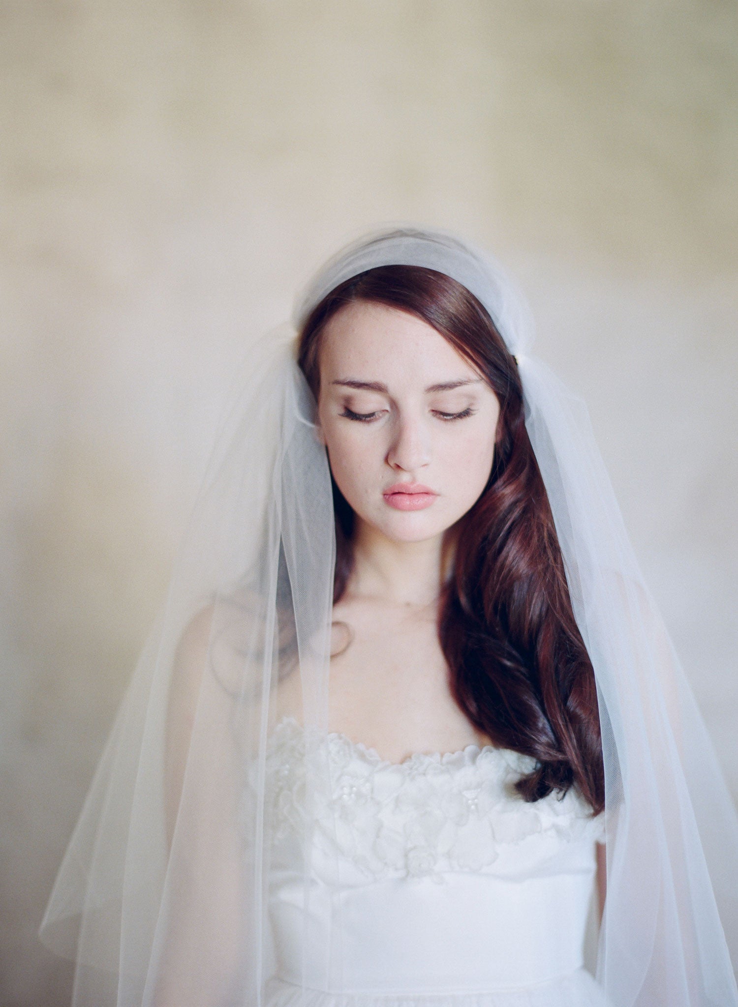 "Juliet fingertip, chapel, and cathedral length veil with blusher - Style #566"
