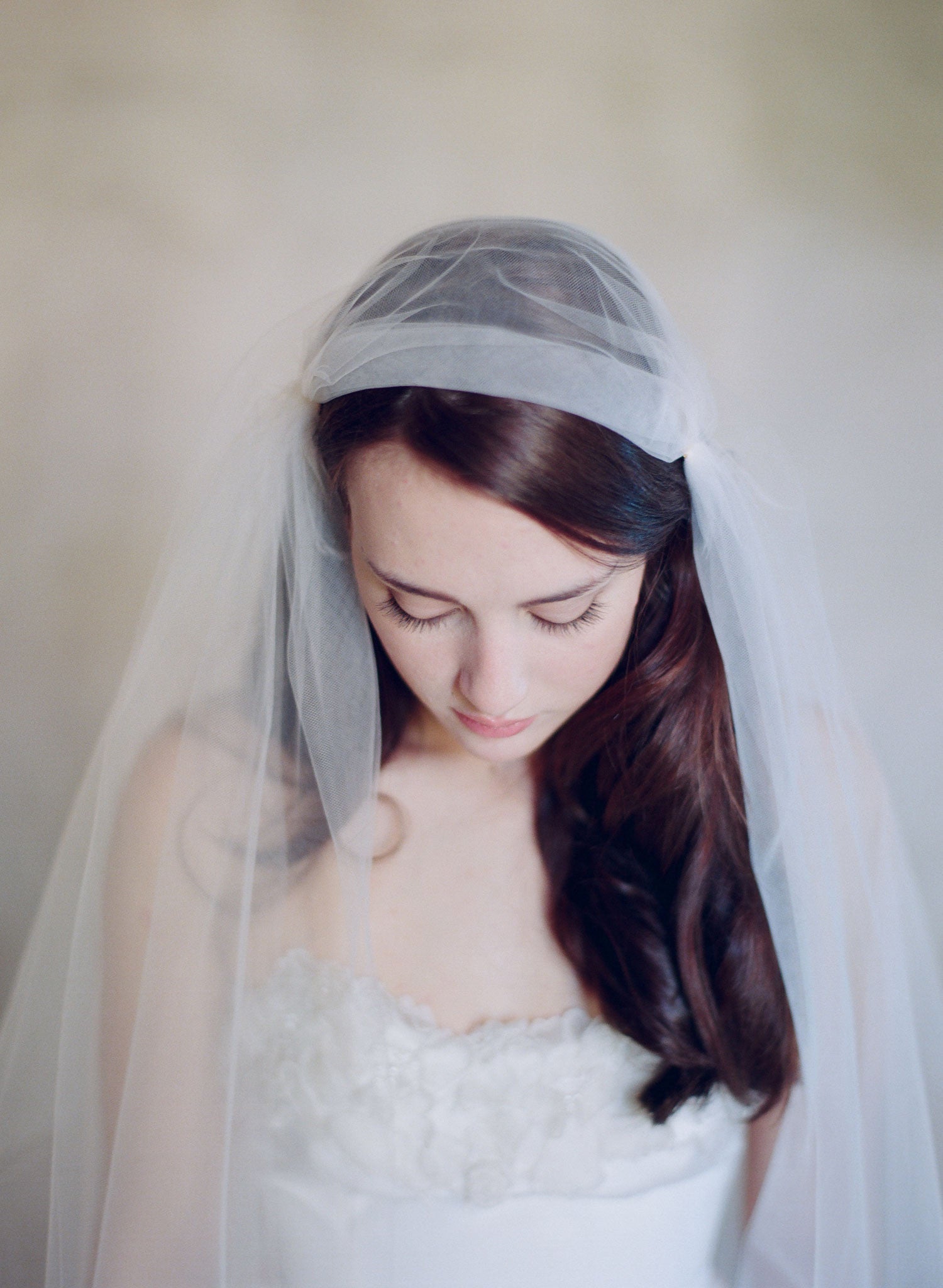 "Juliet fingertip, chapel, and cathedral length veil with blusher - Style #566"