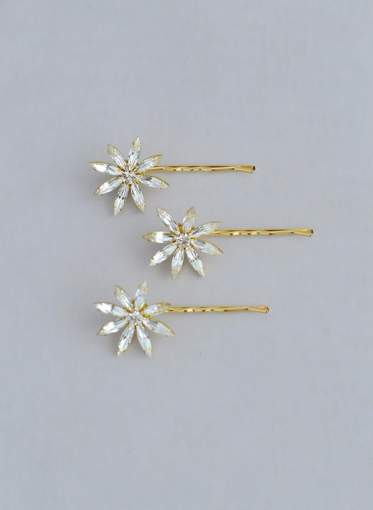 "Crystal starburst bobbies, medium, set of 3 - Style #605"