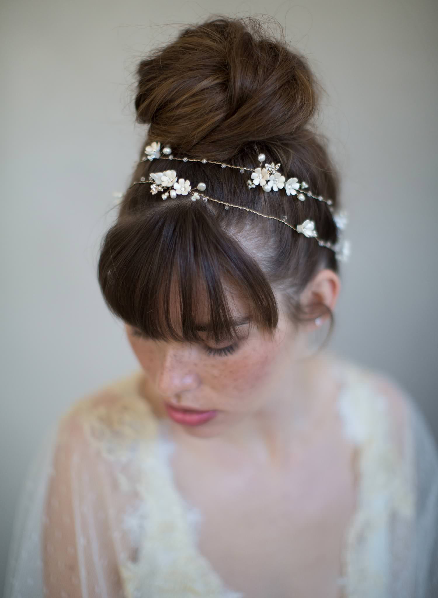Extra long porcelain blossom hair vine - Style #7008