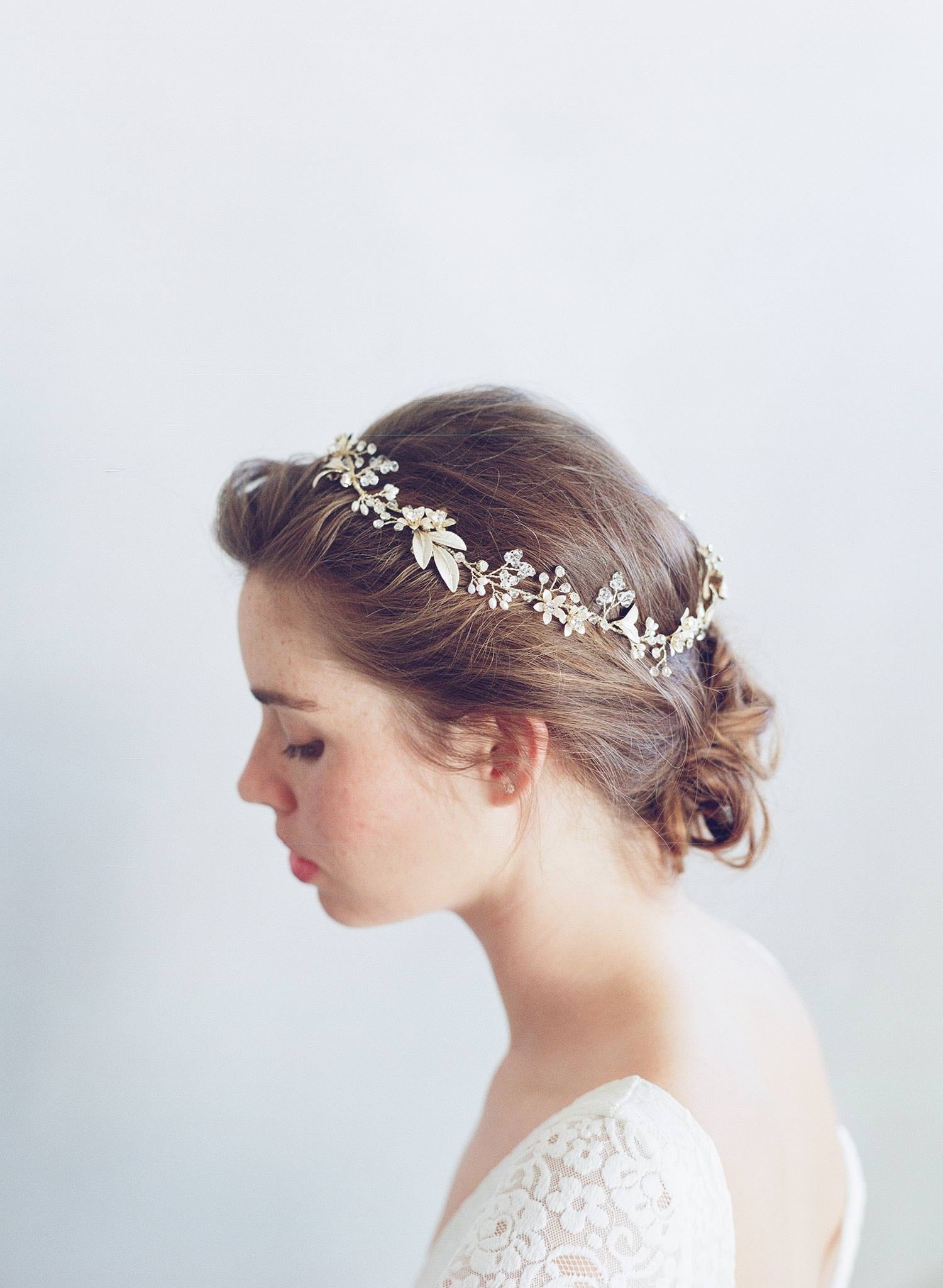 "Set discount, Simple rose blossom and leaf hair vine (add on to style 7011)- Style #7010"