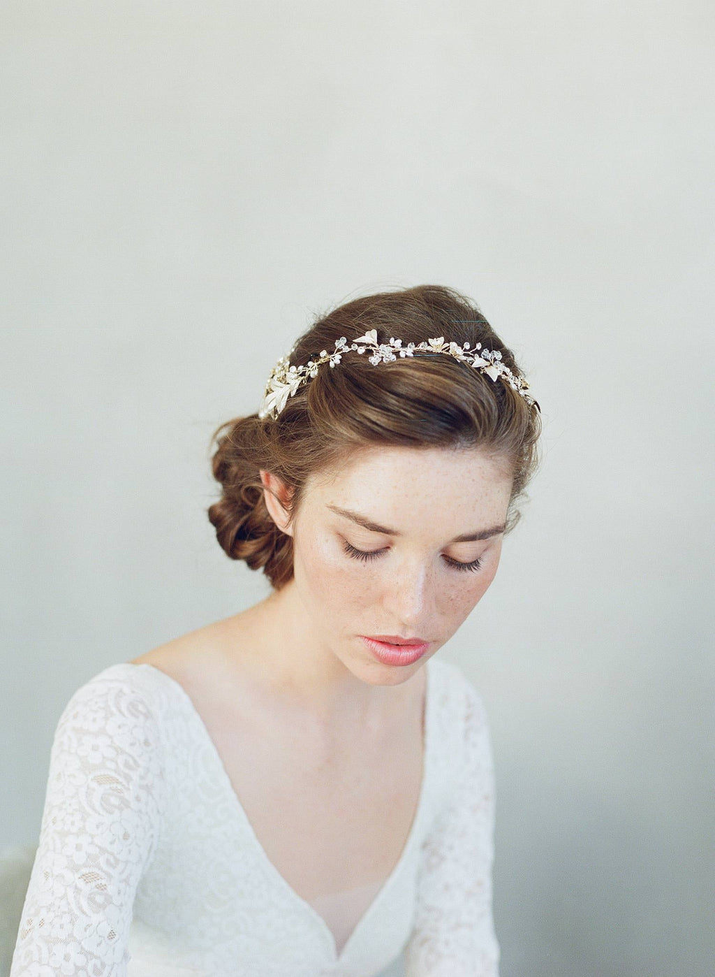 "Set discount, Simple rose blossom and leaf hair vine (add on to style 7011)- Style #7010"