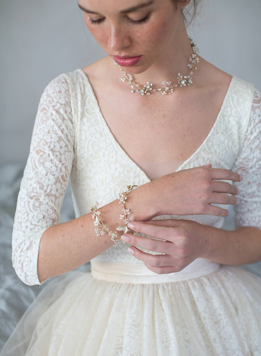 "Set discount, Simple rose blossom and leaf hair vine (add on to style 7011)- Style #7010"