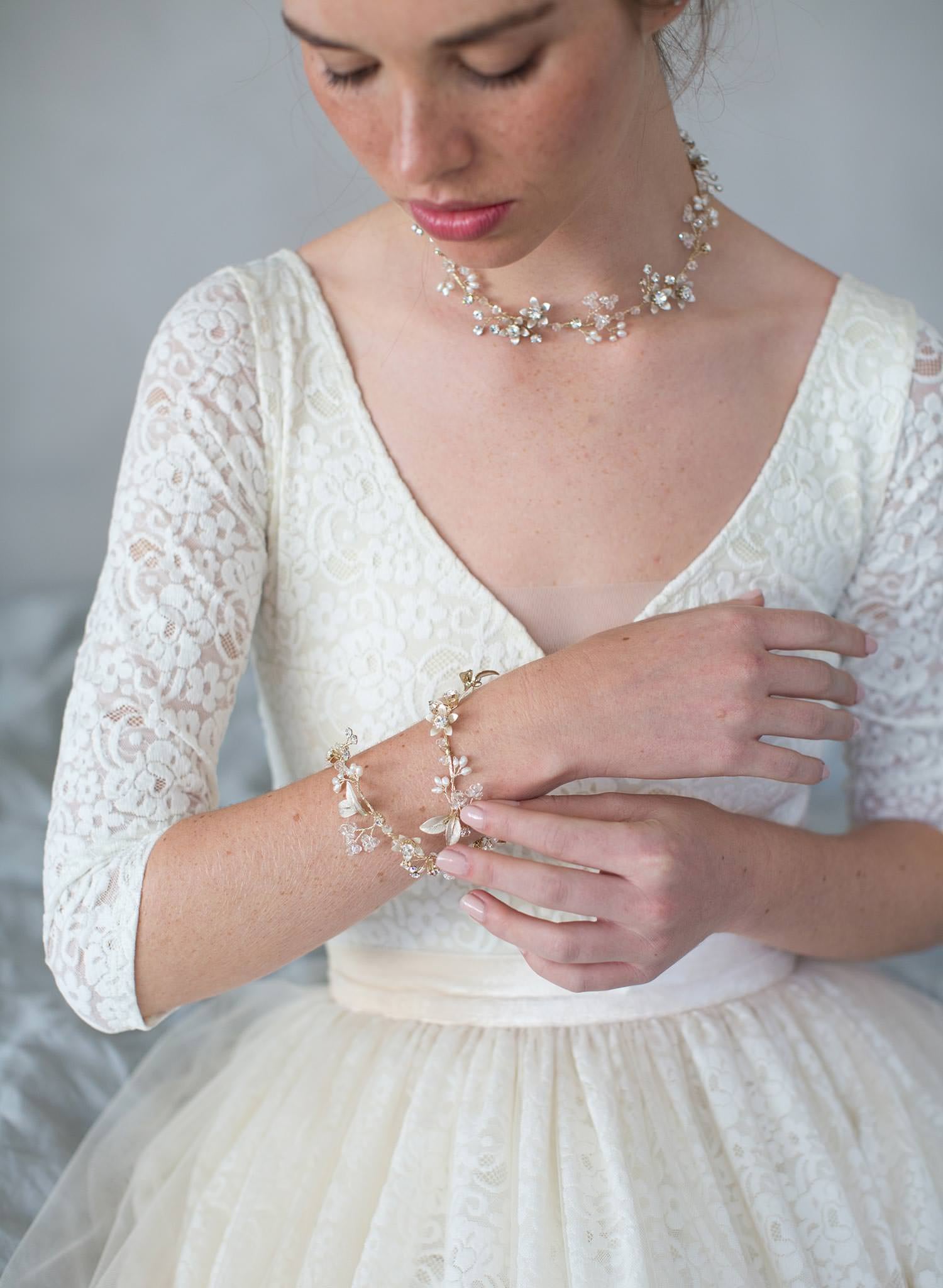 "Set discount, Simple rose blossom and leaf hair vine (add on to style 7011)- Style #7010"