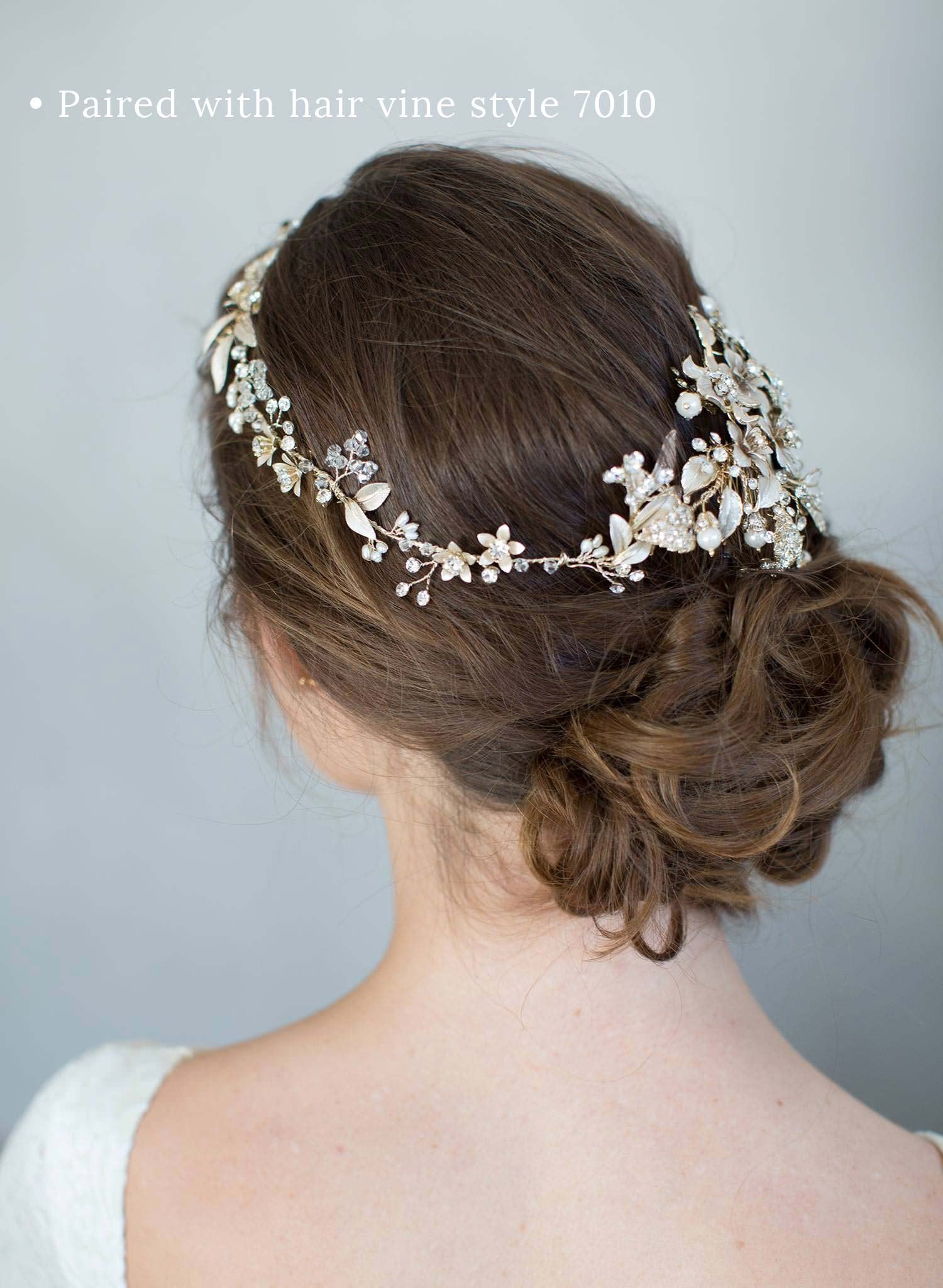 "Set discount, Crystals and foliage convertible hair comb (add to style 7010) - Style #7011"