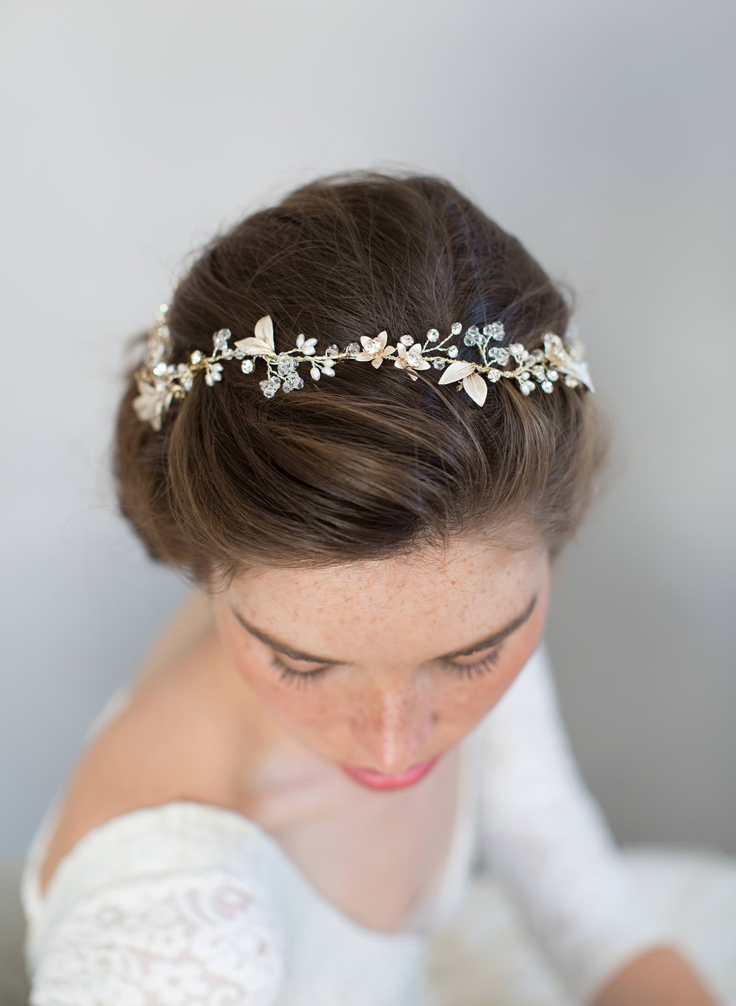 "Set discount, Simple rose blossom and leaf hair vine (add on to style 7011)- Style #7010"