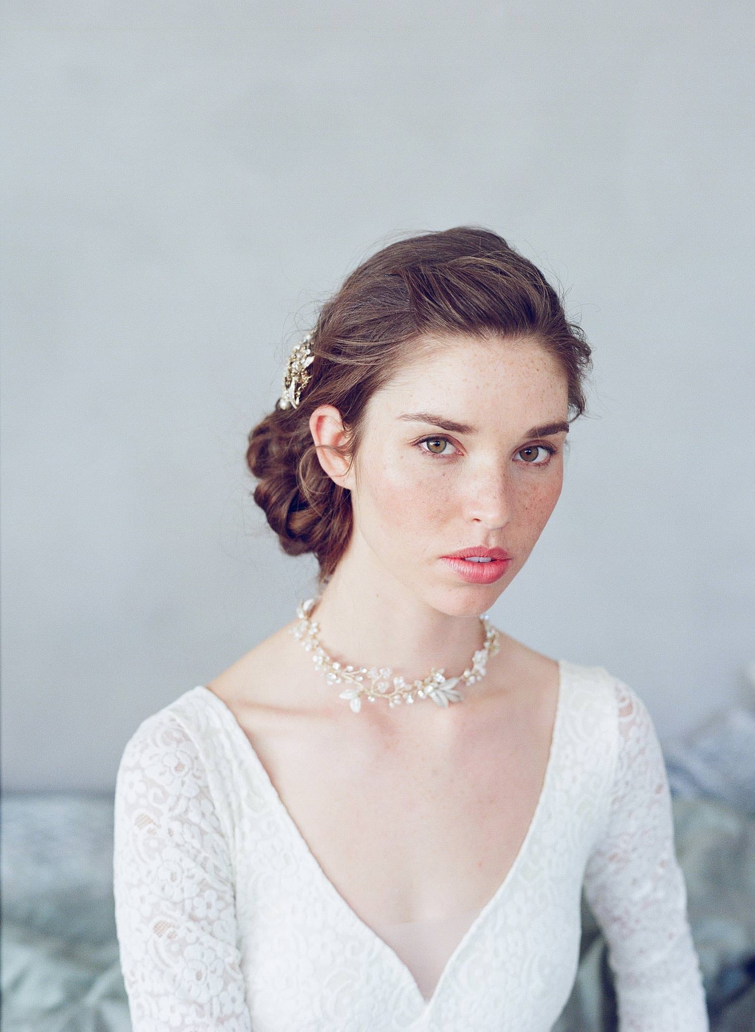 "Set discount, Simple rose blossom and leaf hair vine (add on to style 7011)- Style #7010"