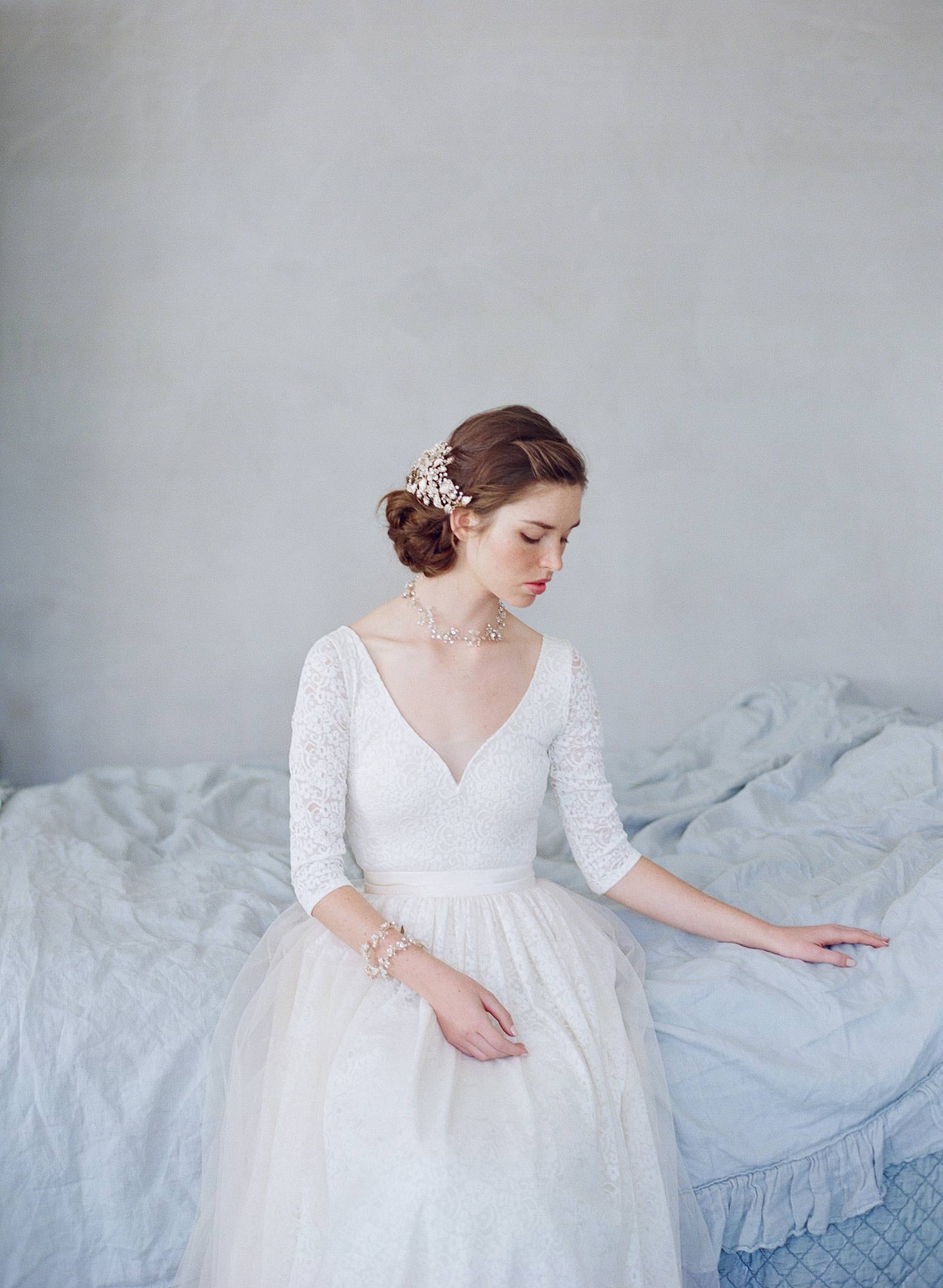 "Set discount, Simple rose blossom and leaf hair vine (add on to style 7011)- Style #7010"
