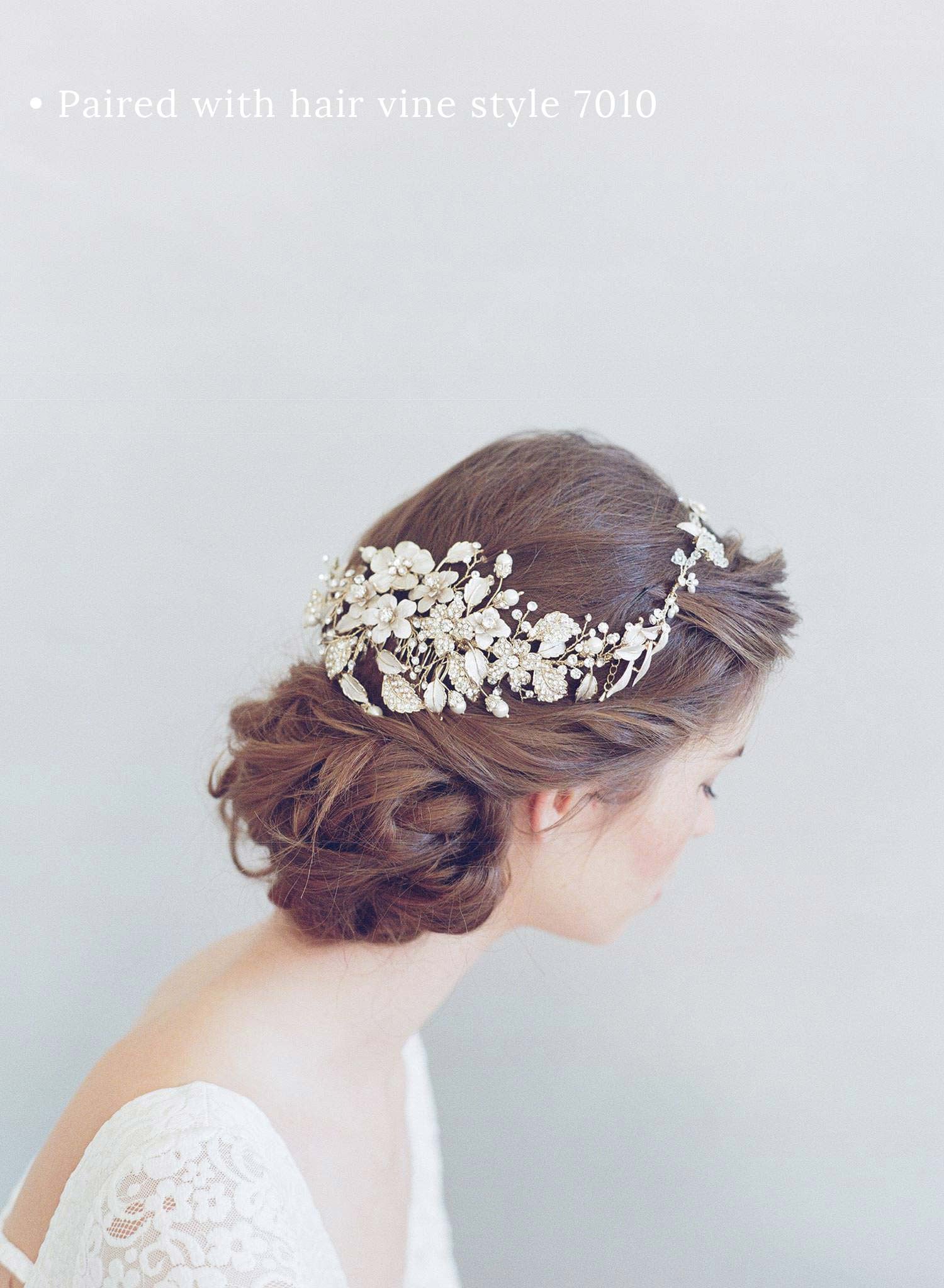 "Set discount, Crystals and foliage convertible hair comb (add to style 7012) - Style #7011"