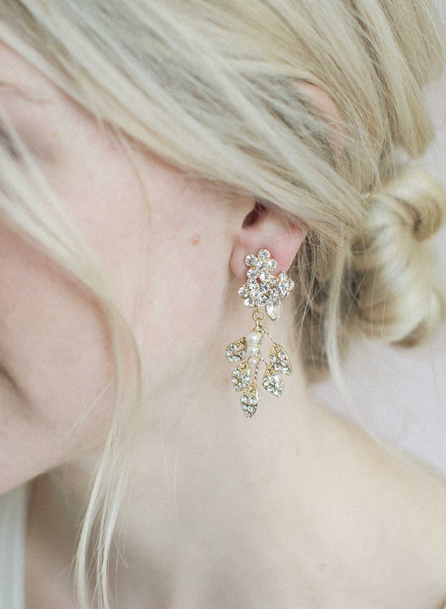 Crystal feather earrings - Style #836