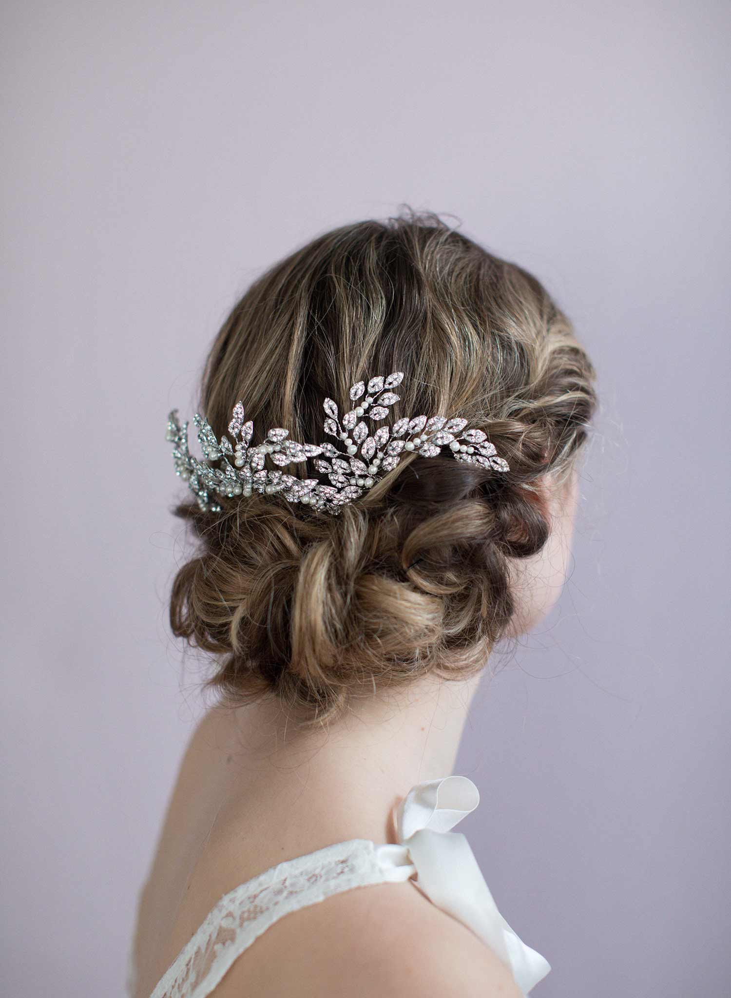 Crystal feather burst hair comb - Style #843