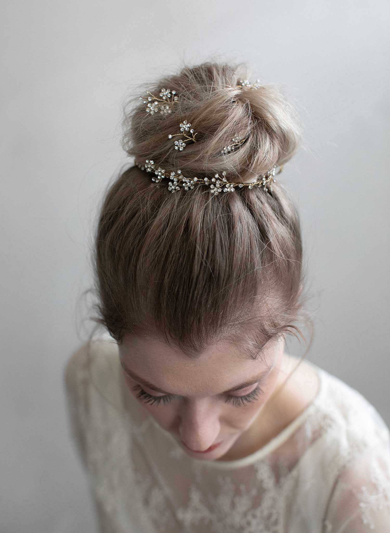 Dainty rhinestone blossom hair pin set of 5 - Style #904
