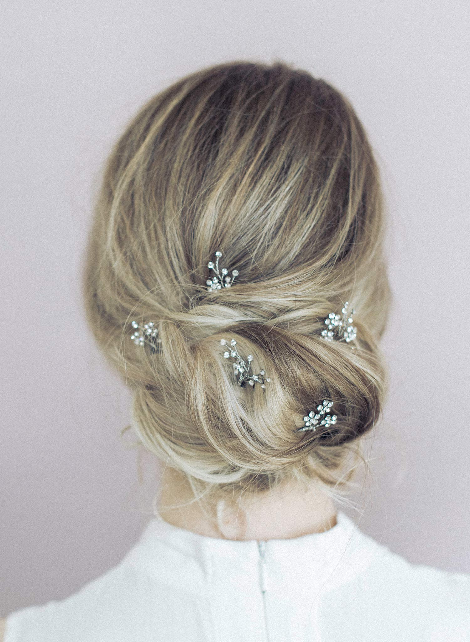 Dainty rhinestone blossom hair pin set of 5 - Style #904