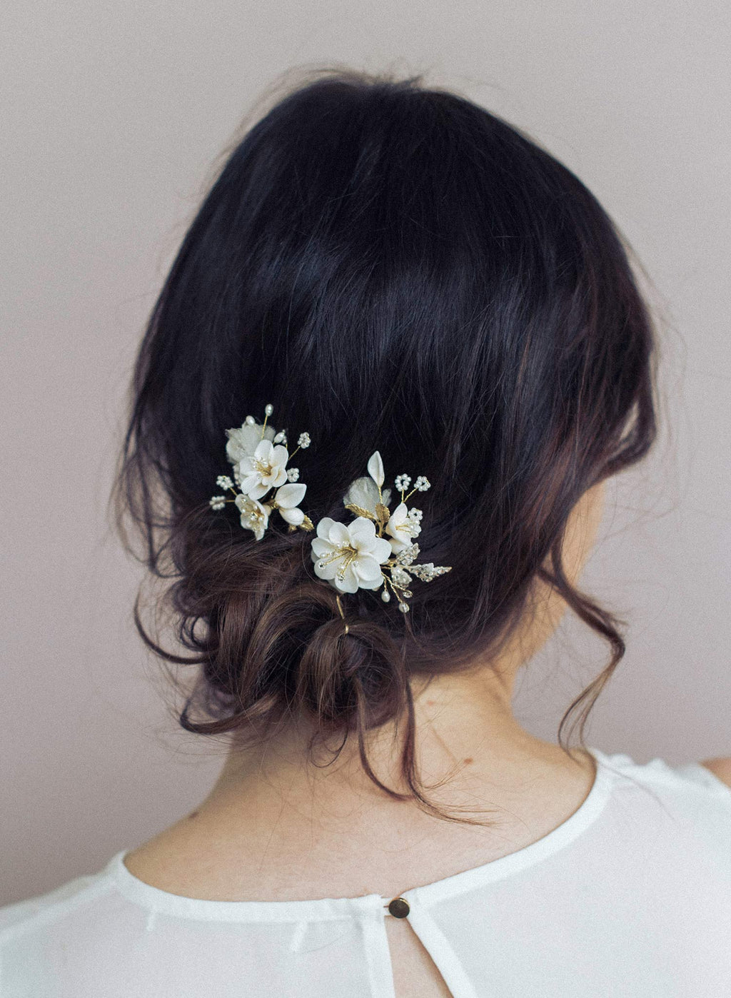 Creamy blossom hair pin set of 2 - Style #925