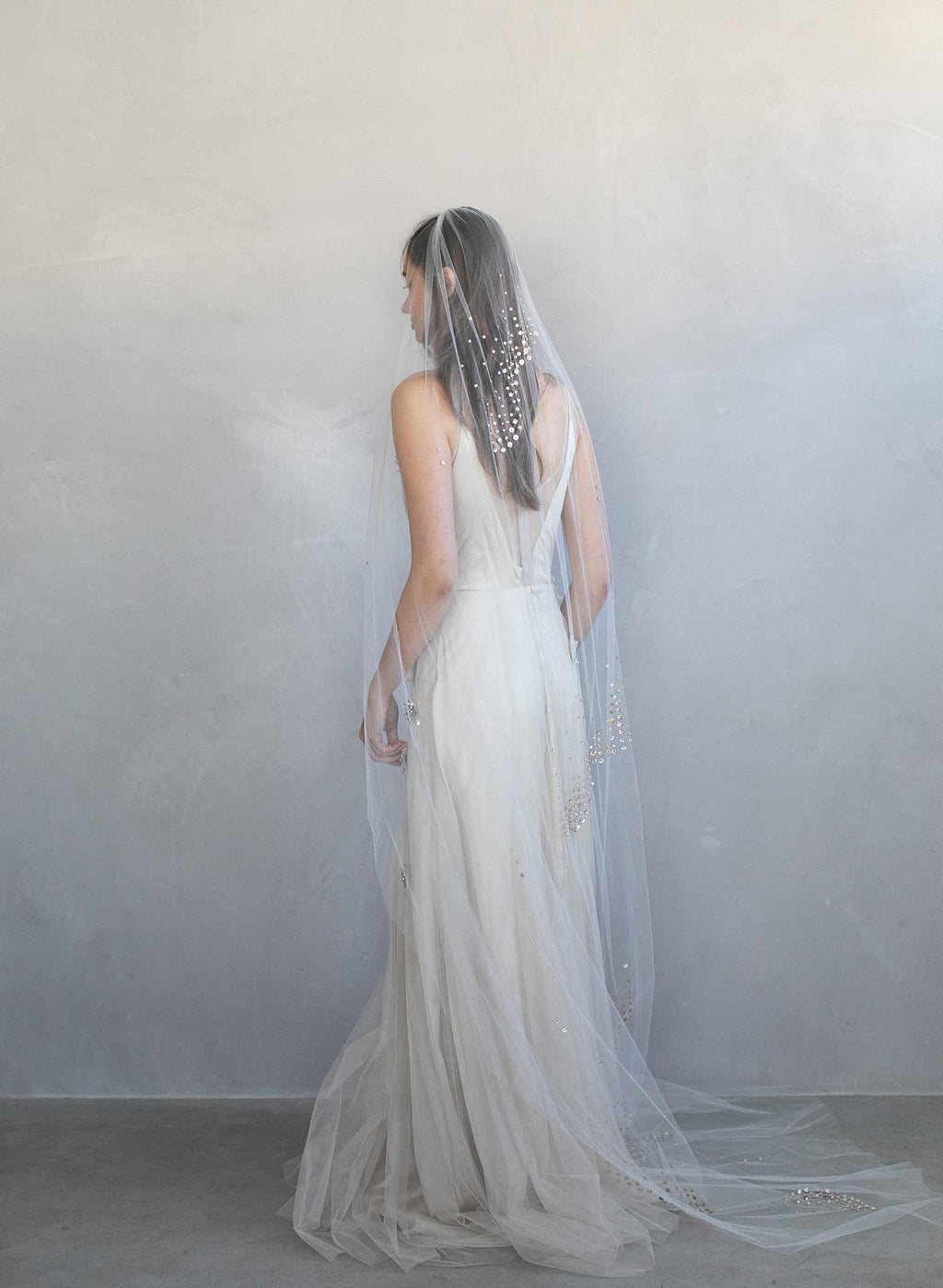 "Rose bubbles chapel veil, ORIGINAL SAMPLE - Style #964"