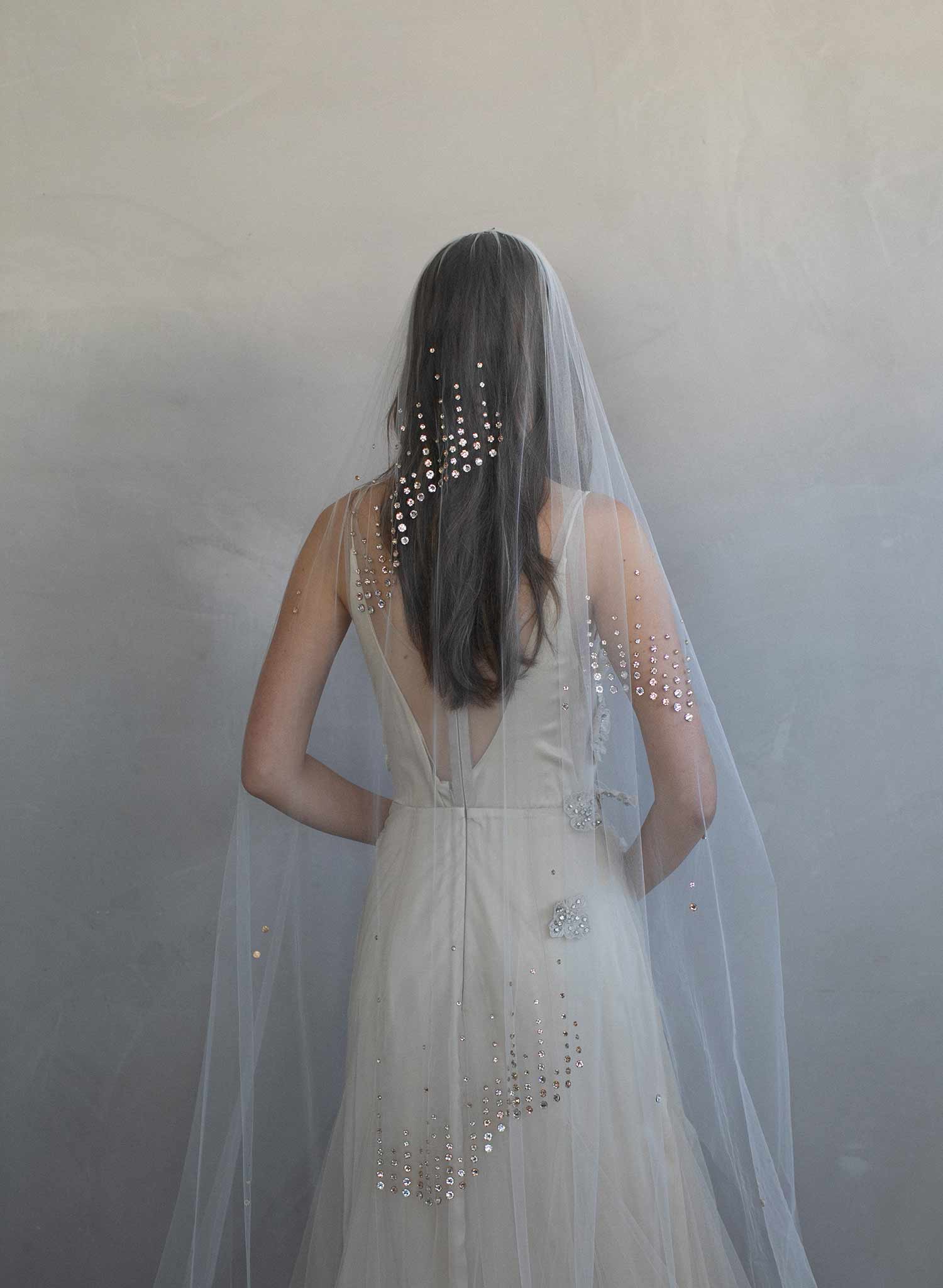 "Rose bubbles chapel veil, ORIGINAL SAMPLE - Style #964"