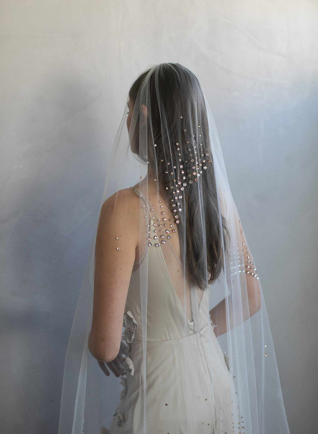 "Rose bubbles chapel veil, ORIGINAL SAMPLE - Style #964"