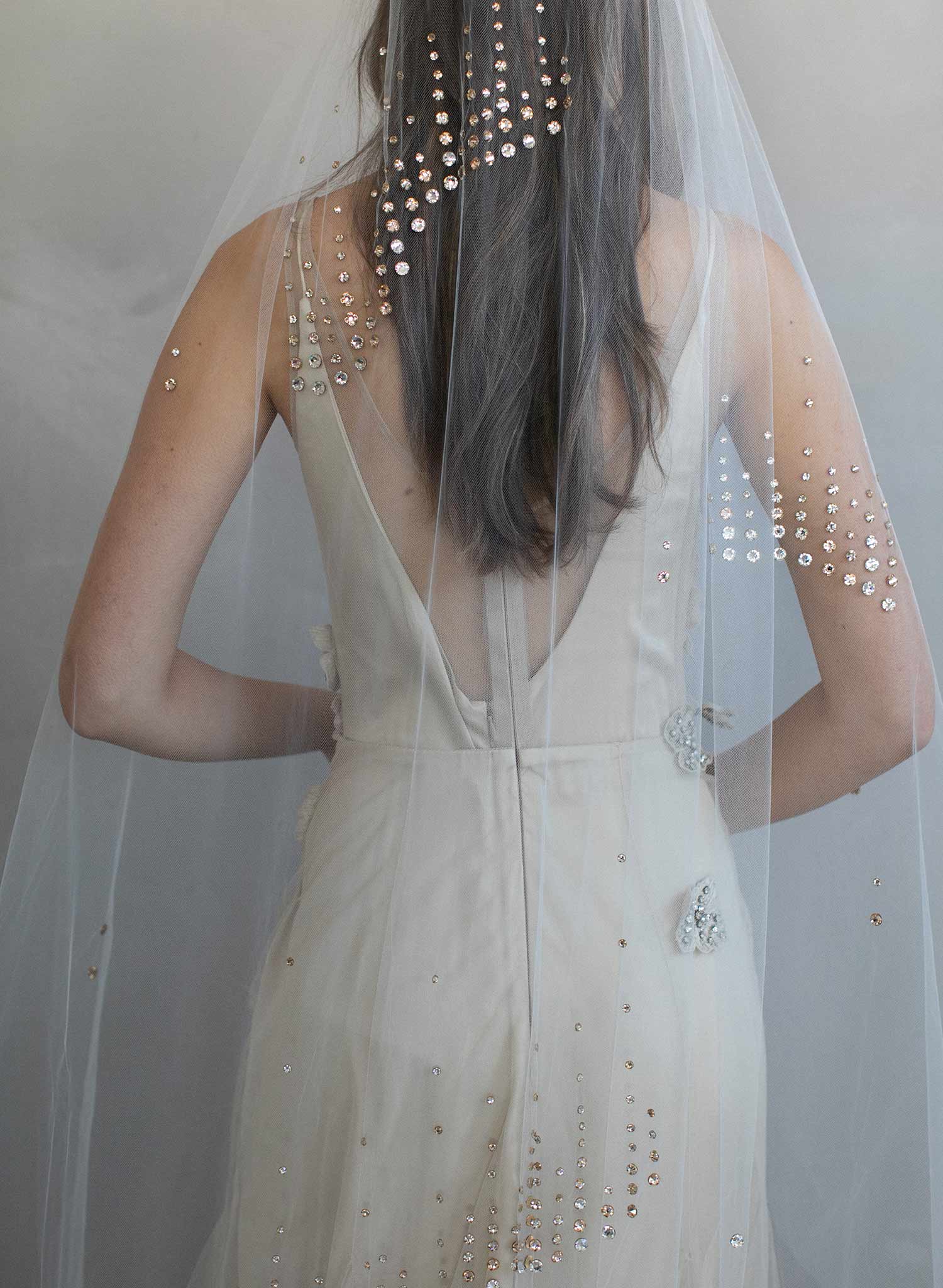 "Rose bubbles chapel veil, ORIGINAL SAMPLE - Style #964"