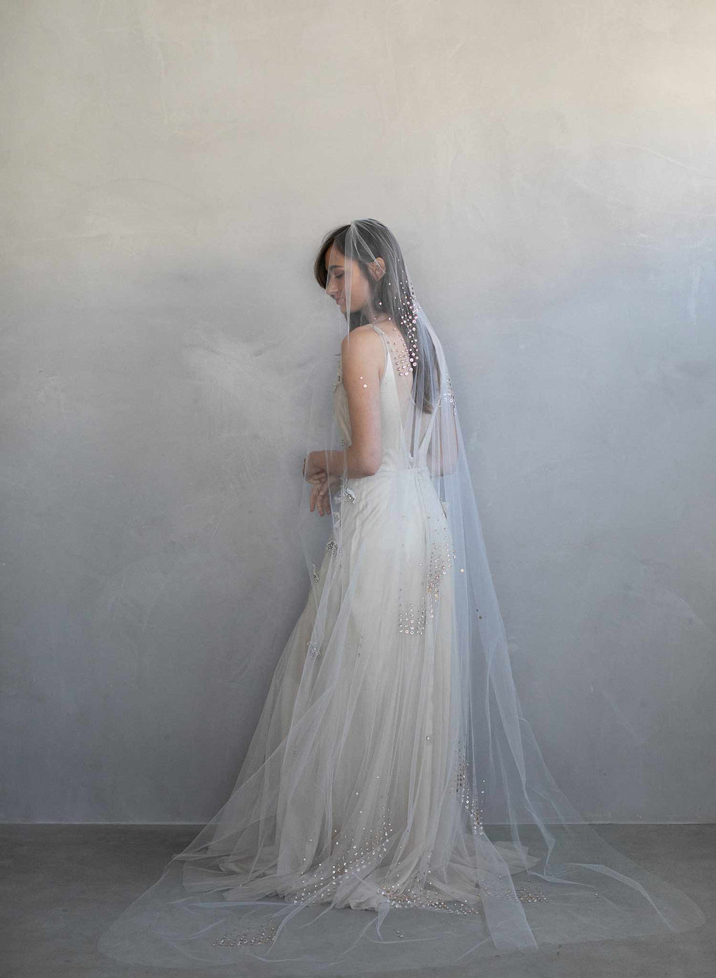 "Rose bubbles chapel veil, ORIGINAL SAMPLE - Style #964"