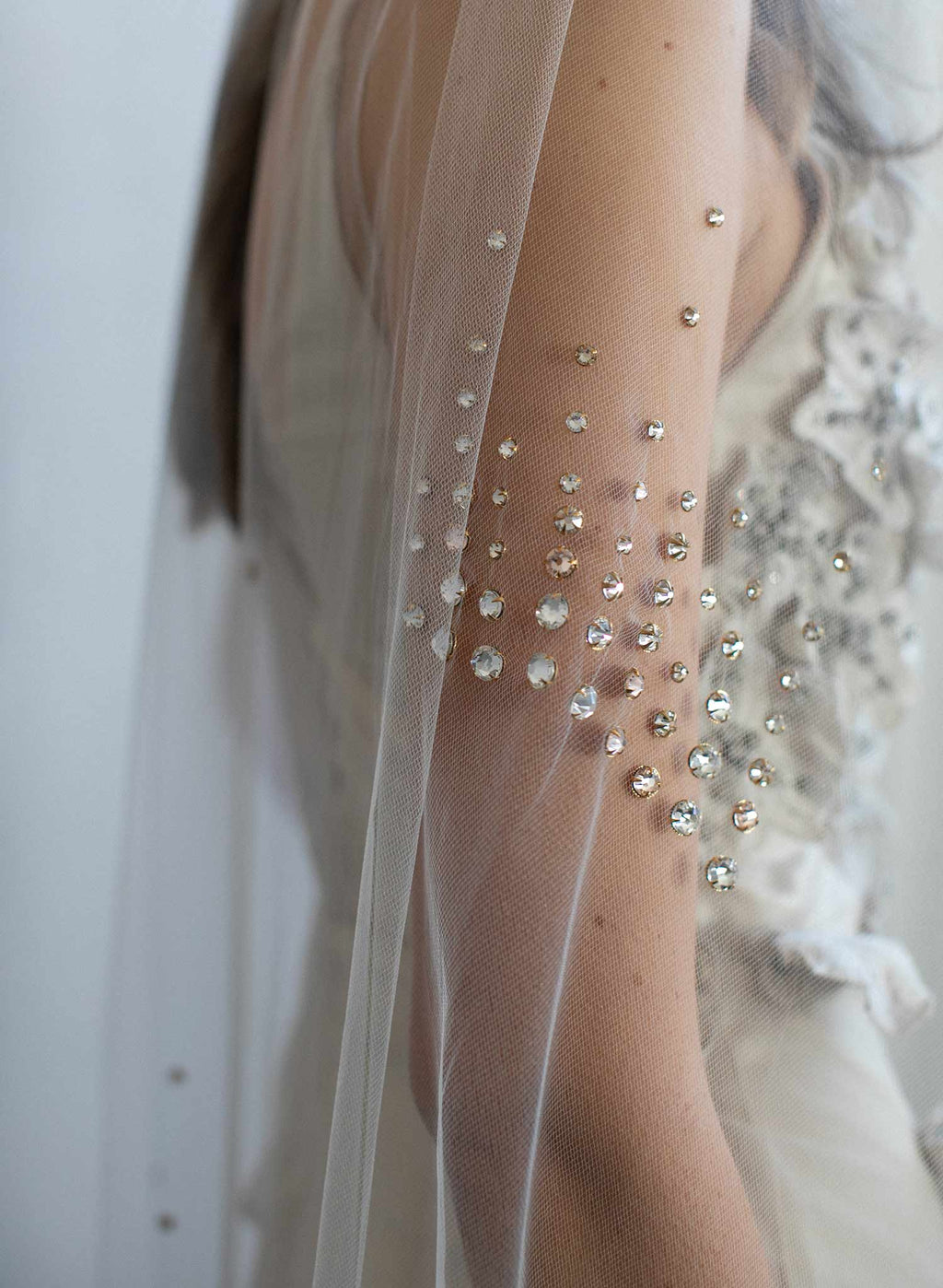 "Rose bubbles chapel veil, ORIGINAL SAMPLE - Style #964"