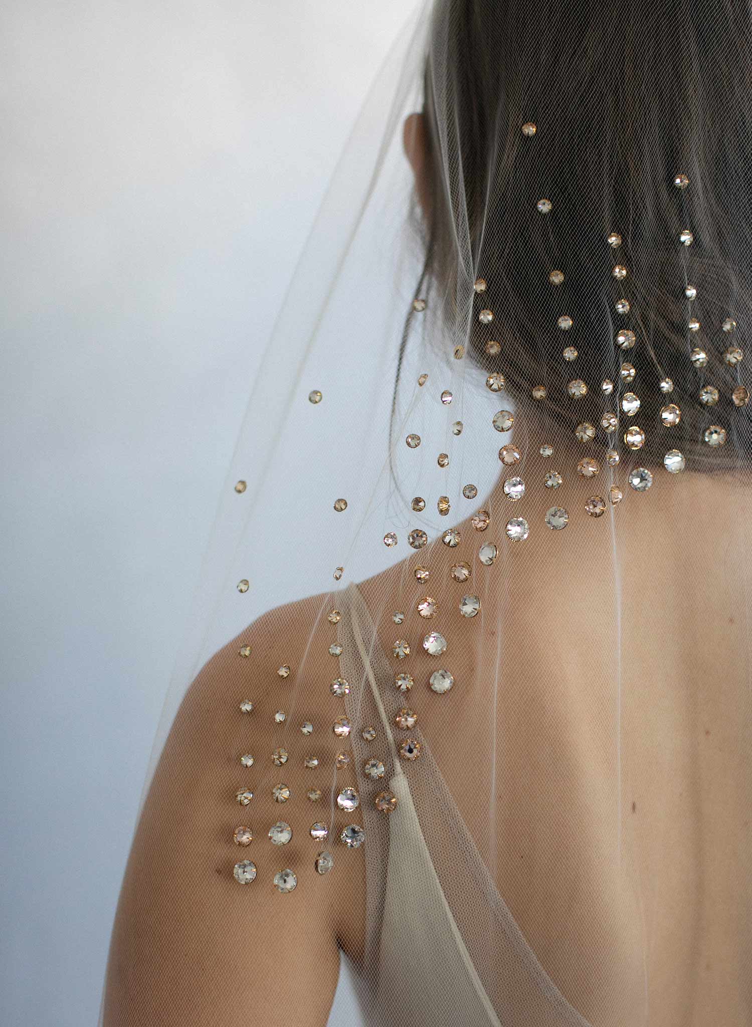 "Rose bubbles chapel veil, ORIGINAL SAMPLE - Style #964"