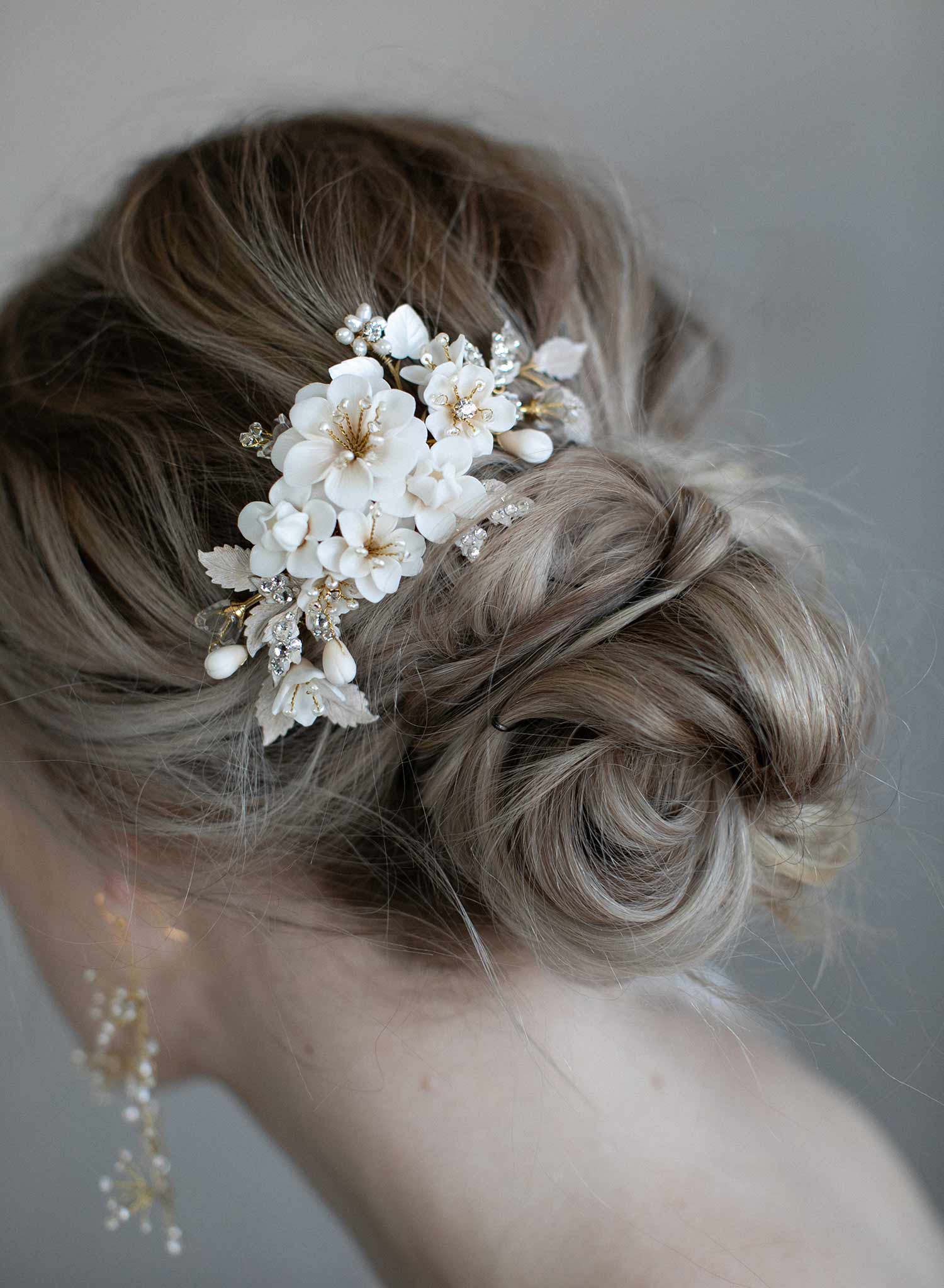 Creamy floral petite garden comb - Style #978