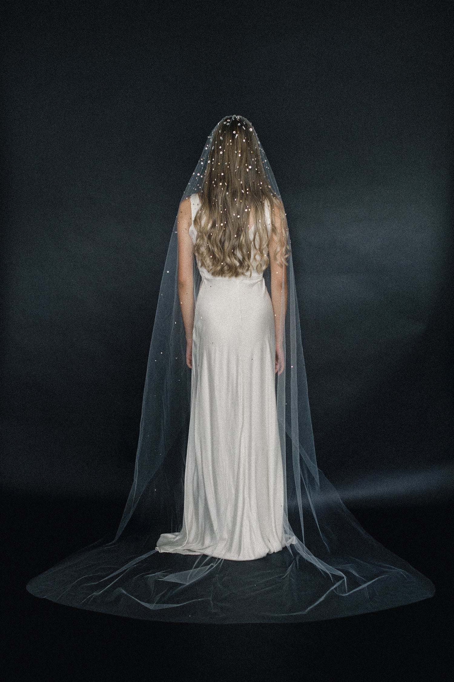 Crystal confetti train bridal veil - Style #2062