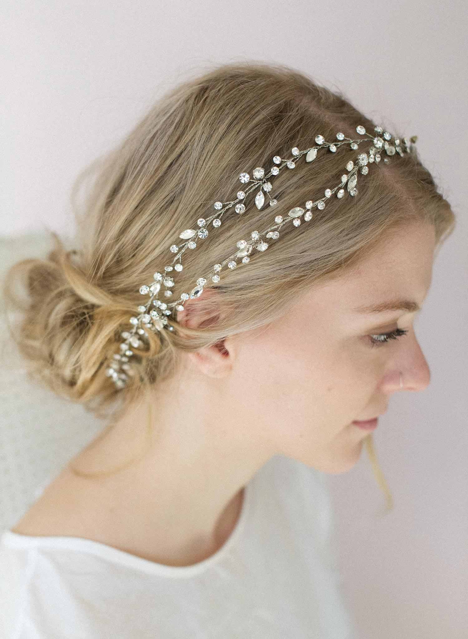 Extra long simple crystal hair vine - Style #735